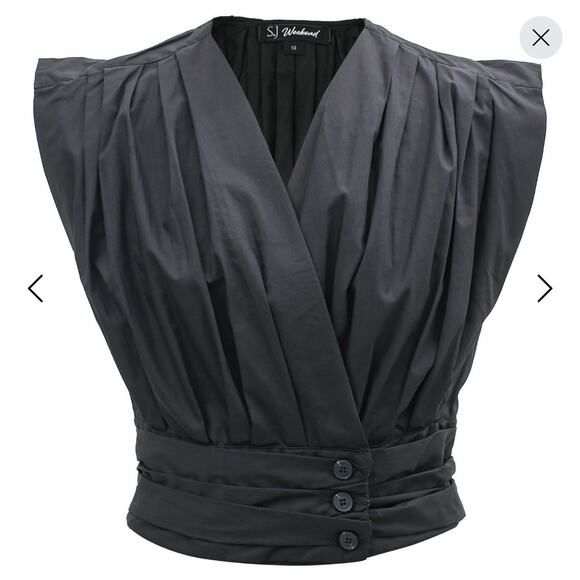 Wolf & Badger SJ Weekend Cross Heart Crop Top Wrap V Neck Blouse Side Zip 10 - Picture 16 of 16